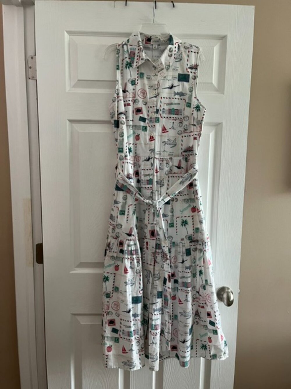 J.Crew Map-print collared midi dress Charleston Savannah Print Size 4